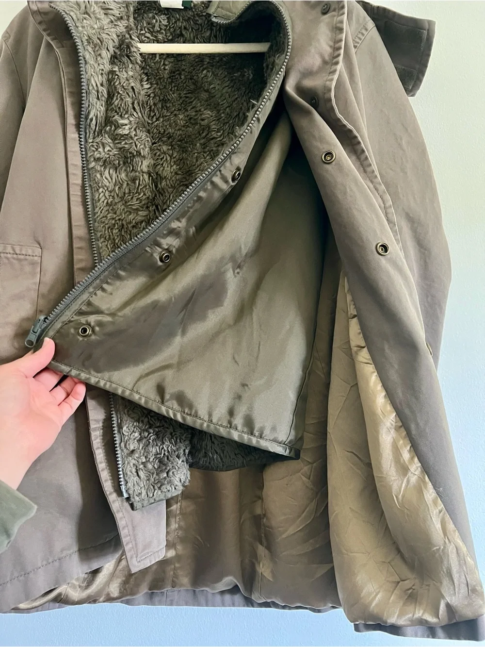 J. Crew Brown Men's Military Field Jacket with Faux-Fur Lining